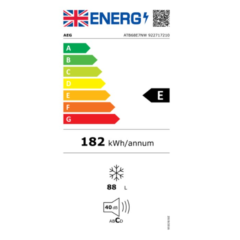 AEG ATB68E7NW - White Freestanding Frost Free Freezer - E energy