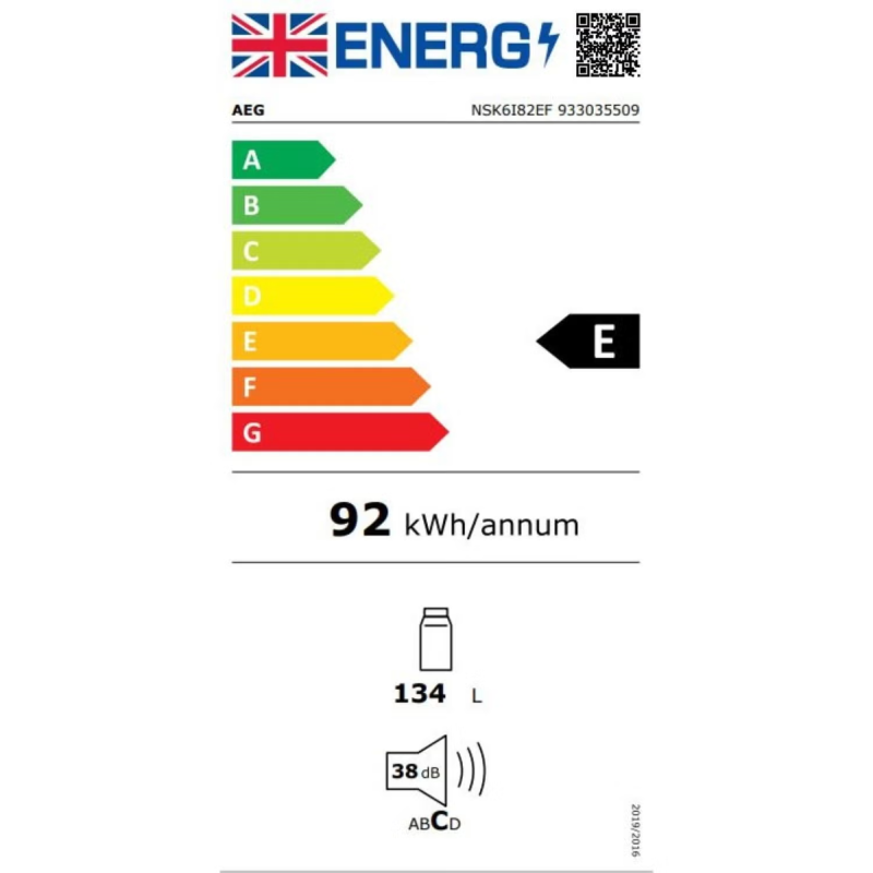 AEG NSK6I82EF - Larder Frost Free Fridge - E energy