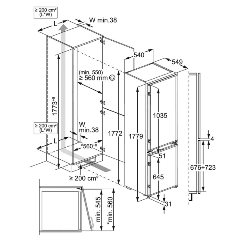 AEG OSC5S181ES - Integrated Low Frost Fridge Freezer - E energy