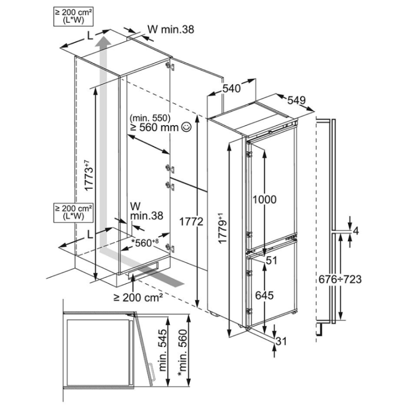 AEG OSC6N181ES - Integrated Frost Free Fridge Freezer - E energy