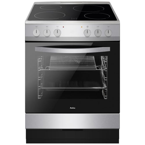 Amica AFC601SS 60 cm Electric Ceramic Cooker - Black & Stainless Steel  - A energy - Display