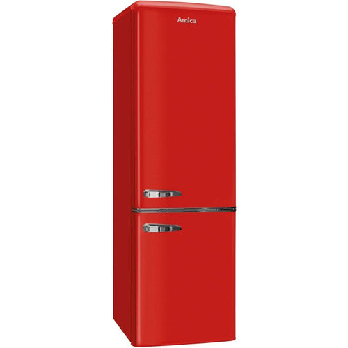 Amica FKR29653R - Red Fridge Freezer - 244L - F Energy
