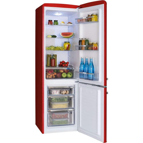 Amica FKR29653R - Red Fridge Freezer - 244L - F Energy