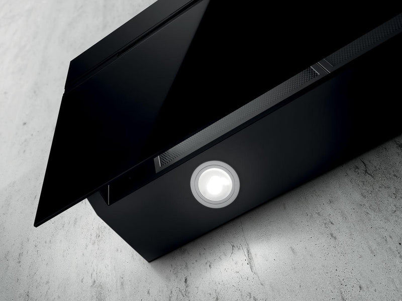 Elica ASC-LED-60-BLK - Black 60cm Angled Hood Extractor - 757 m³/h Capacity - B Energy Rating