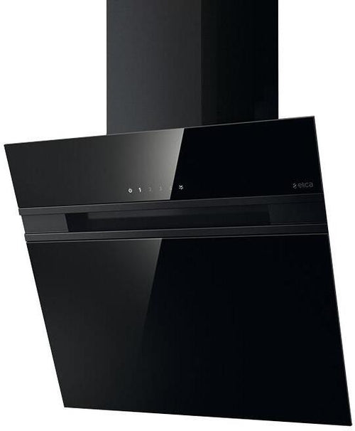 Elica ASC-LED-60-BLK - Black 60cm Angled Hood Extractor - 757 m³/h Capacity - B Energy Rating