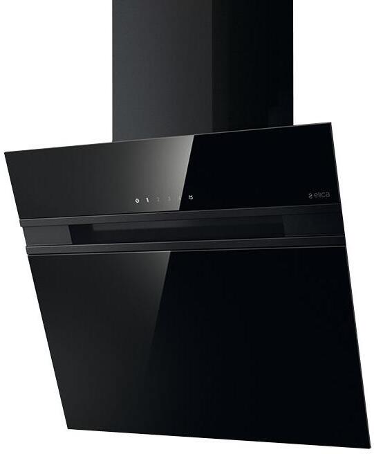 Elica ASC-LED-60-BLK - Black 60cm Angled Hood Extractor - 757 m³/h Capacity - B Energy Rating