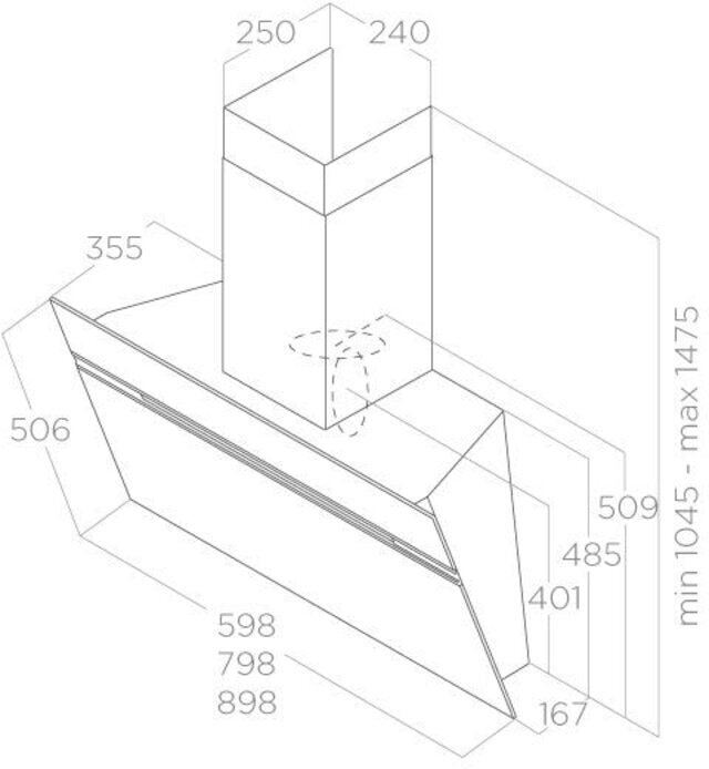 Elica ASC-LED-60-WH - White Angled Cooker Hood - 603 M³/H Extraction Rate - B Energy Rating