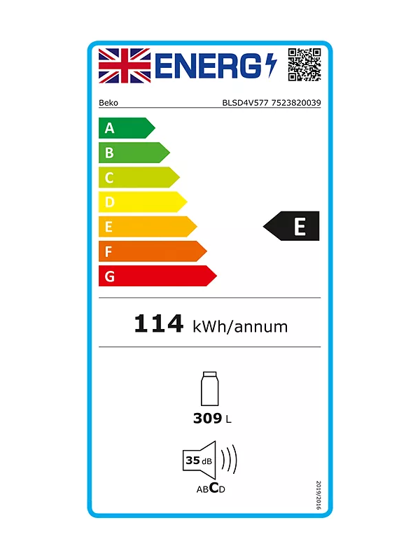 Beko BLSD4V577 - Integrated Auto Defrost Fridge - E energy