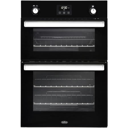 Belling BI902G BLK 444444796 - Black Built in Gas Double Oven - A energy