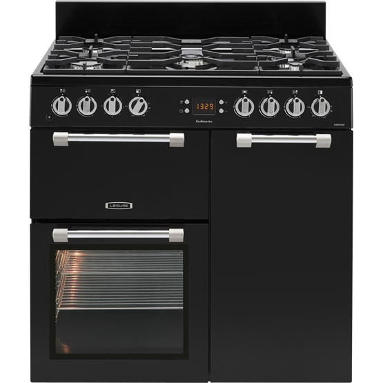 Leisure CK90F232K - Black 90cm Dual Fuel Range Cooker - 5 Burner Gas Hob - A energy