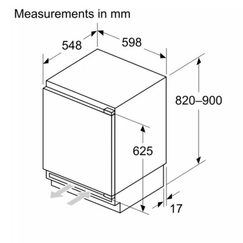 Bosch Series 4 GUN21VFE0G - Built Under Frost Free Freezer with Fixed Hinge Door - E energy -Display