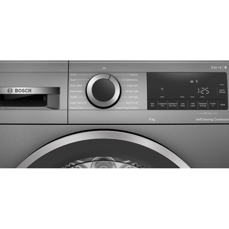 Bosch WQG245R9GB - Grey 9KG Heat Pump Condenser Dryer, - A++ energy