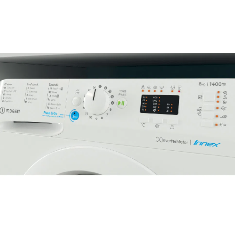 Indesit BWA 81485X W UK N - White Freestanding 8KG Washing Machine - 1400 RPM - B energy - Display