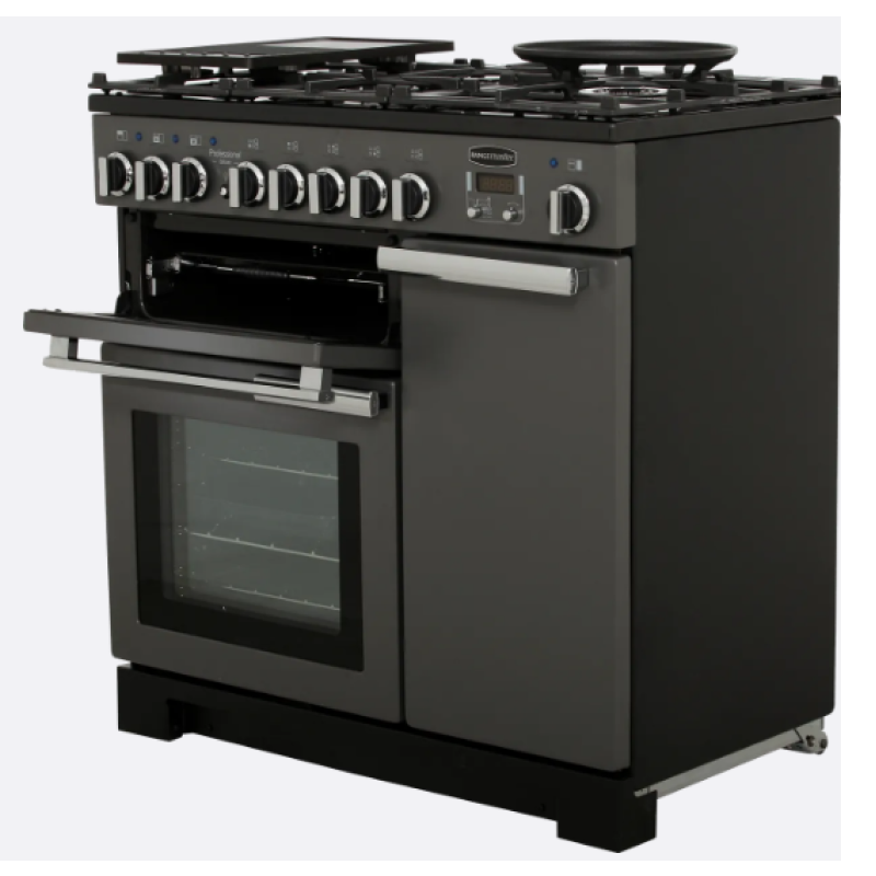 Rangemaster PDL90DFFSL/C - Grey 5 Zone Dual Fuel Cooker - Catalytic cleaning - A/A energy