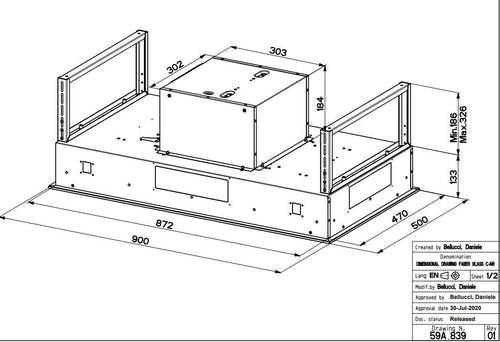 Faber C-Air KL A90 - Black / Brown 90cm Ceiling Integrated Extractor - 700 M³/H - A Energy Rated