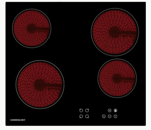 Cookology TCH601 - Black 4 Zone Ceramic Hob - 60cm Built-In - Hard Wired