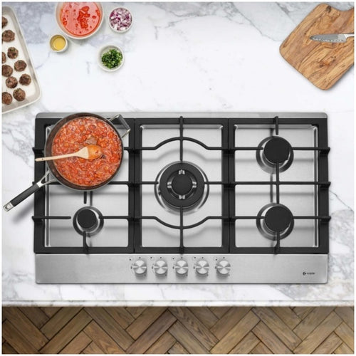 Caple C775G 86cm 5 Burner Gas Hob - Stainless Steel Hobs - 5 Burners - Energy Rating Unknown