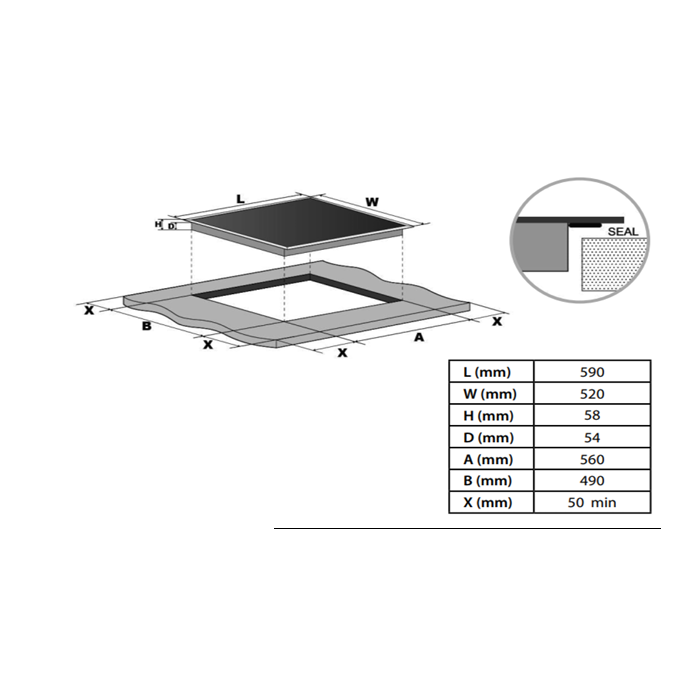 Cata UBIND60MS - Black 4 Zone Induction Hob - 60cm