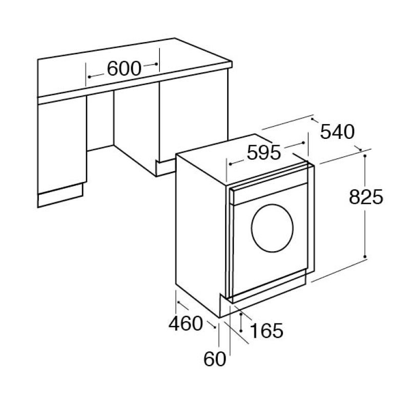 CDA CI981 - White Integrated 8KG/6KG Washer Dryer - 1400 RPM - B/E energy