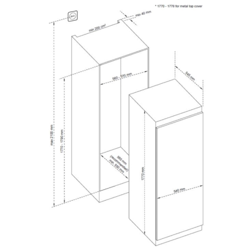 CDA CRI681 - Integrated Frost Free Freezer - F energy