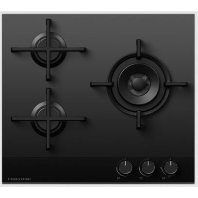 FisherPaykel CG603DLPGB4 - Black 3 Zone Gas Hob