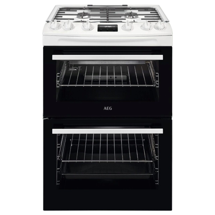 AEG CGX6130ACW - White 60cm Freestanding Gas Double Oven Cooker - Catalytic, 83L Main Oven - A Energy