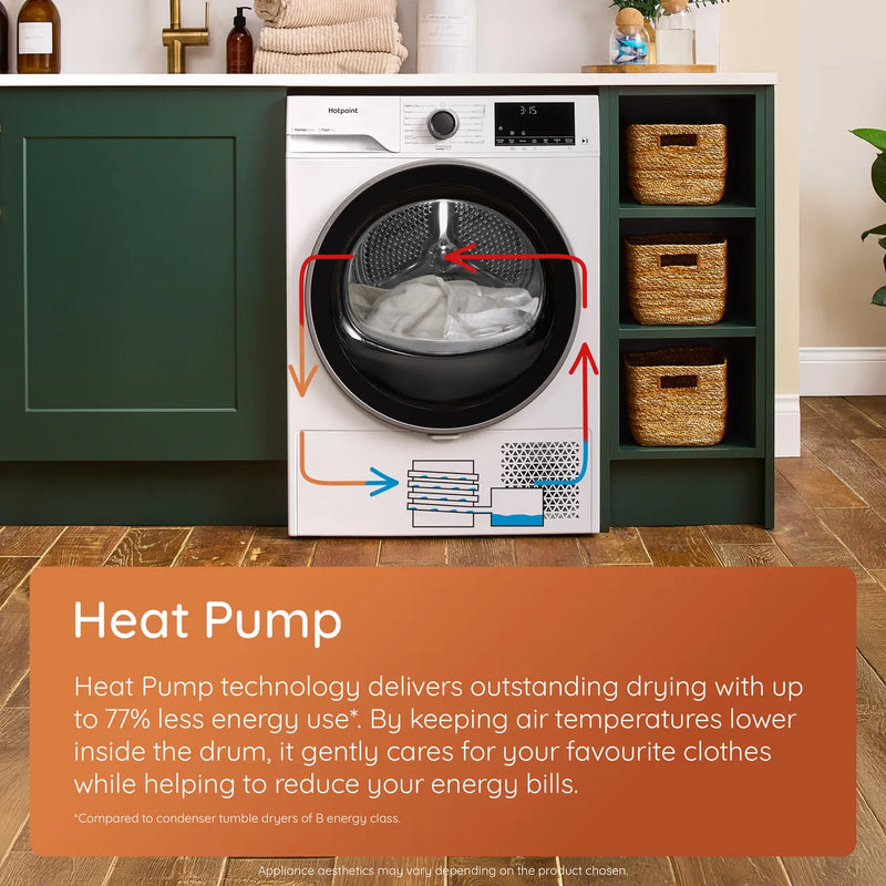 Hotpoint C HSD 84M WW UK - White 8KG Tumble Dryer - Heat Pump - A++ energy