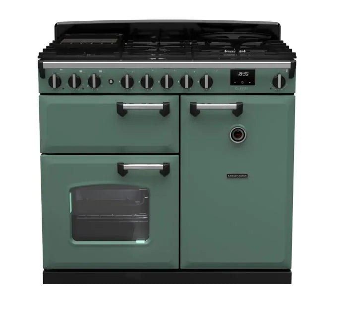 Rangemaster Classic Deluxe - Mineral Green 100cm Dual Fuel Range Cooker - A Energy Rating