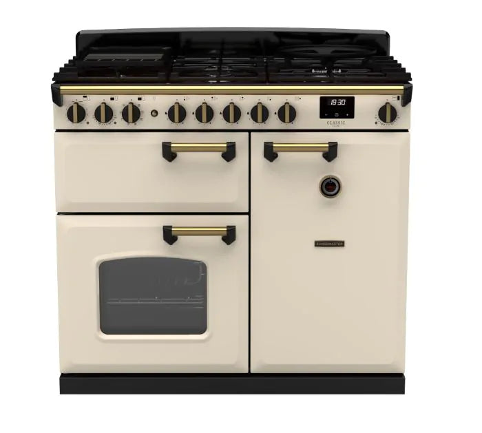 Rangemaster CLDL100DFPPCR/AB1 - Pale Cream Range Cooker - 100cm Dual Fuel - A Energy Rating