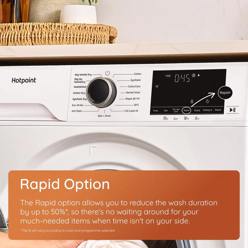 Hotpoint HBD 1781 ANTI STAIN UK - White 10KG/7KG Washer Dryer - 1800 RPM - A-10% | D Energy