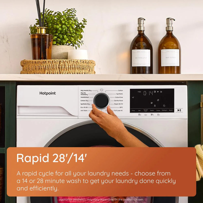 Hotpoint HBD 1781 ANTI STAIN UK - White 10KG/7KG Washer Dryer - 1800 RPM - A-10% | D Energy