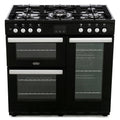 Belling COOKCENTRE 90DFT BLK - Black 5 Zone Dual Fuel Cooker - A energy