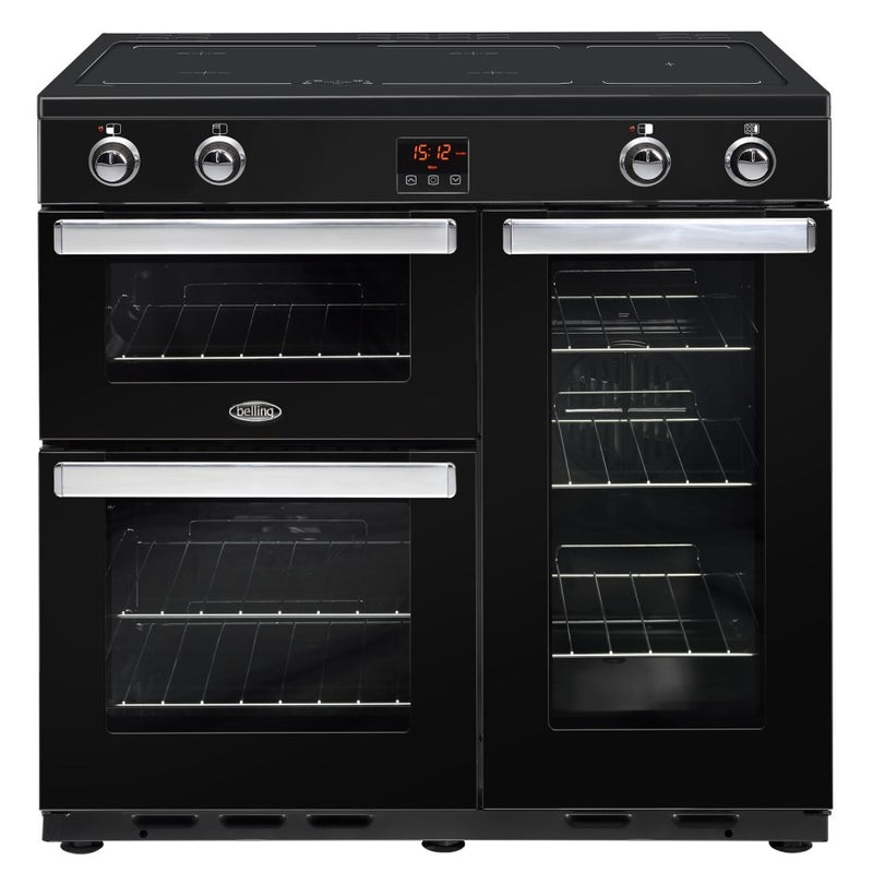 Belling COOKCENTRE 90Ei Blk 44444 - Black 4 Zone Electric Cooker - A/A energy