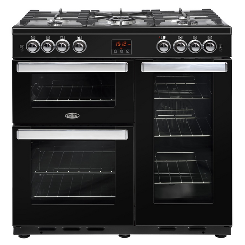 Belling COOKCENTRE X90G BLK - Black 5 Zone Gas Cooker - Manual cleaning - A/A energy