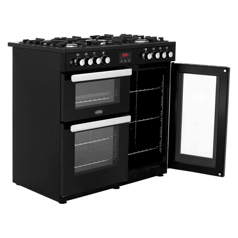 Belling COOKCENTRE X90G BLK - Black 5 Zone Gas Cooker - Manual cleaning - A/A energy