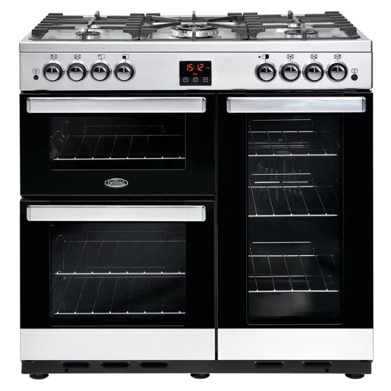 Belling COOKCENTRE X90G STA - Stainless steel 5 Zone Gas Cooker - Manual cleaning - A/A energy