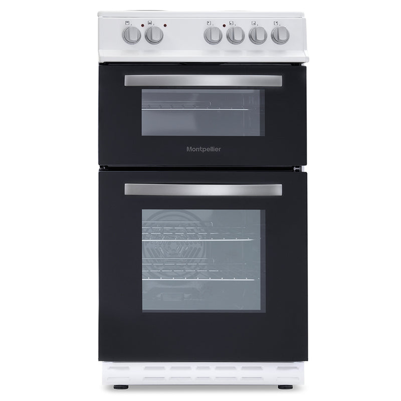 Montpellier MTE50FW - White Electric Cooker - Twin Cavity - 50cm - B Energy Rating