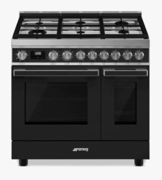 Smeg CPF92GMA - Black 6 Zone Dual Fuel Cooker - A/A energy