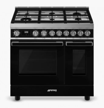 Smeg CPF92GMBL - Black 6 Zone Dual Fuel Cooker - A/A energy