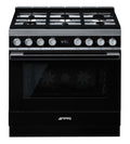 Smeg CPF9GPBL - Black 6 Zone Dual Fuel Cooker - A+ energy