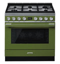 Smeg CPF9GPOG - Green 6 Zone Dual Fuel Cooker - A+ energy