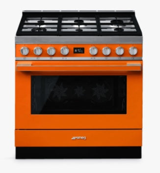 Smeg CPF9GPOR - Orange 6 Zone Dual Fuel Cooker - A+ energy