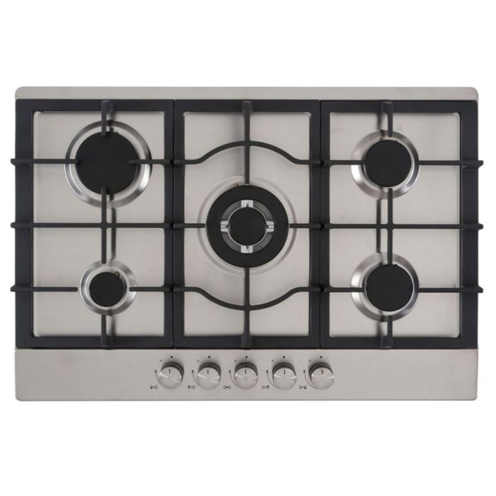 Culina UBGHC701S - Stainless Steel 5 Burner Gas Hob - Cast Iron Pan Supports