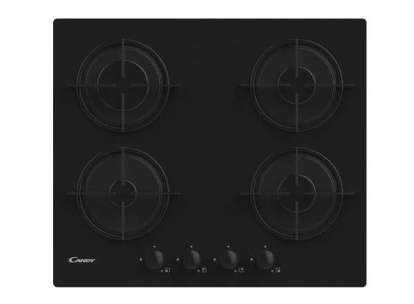 Candy CVW6BB - Black 60cm Gas on Glass Hob - 4 Burners