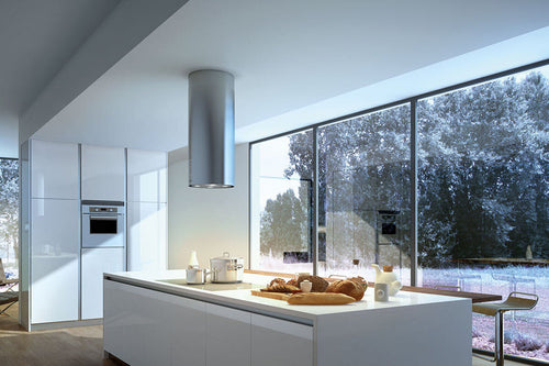 Faber CYLINDRA-ISOLA-EV8-X-A37 - Stainless Steel Island Hood - 37cm - C Rated