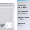 Daewoo COL1612GE - White 16L Dehumidifier - 24hr Timer