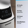 Daewoo COL1624GE - Daewoo 2-in-1 Bladeless Cooling Fan & Air Purifier with HEPA Filter, Quiet Oscillation, AI Smart Mode, Timer, Sleep Function & Remote