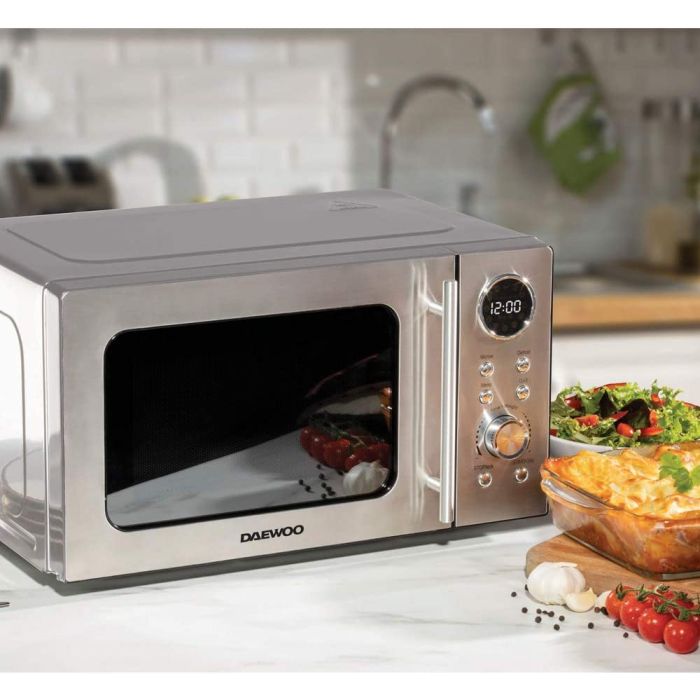 Daewoo SDA2071 - Silver 20L Microwave Oven - 700W, 1000W Grill, 5 Power Levels