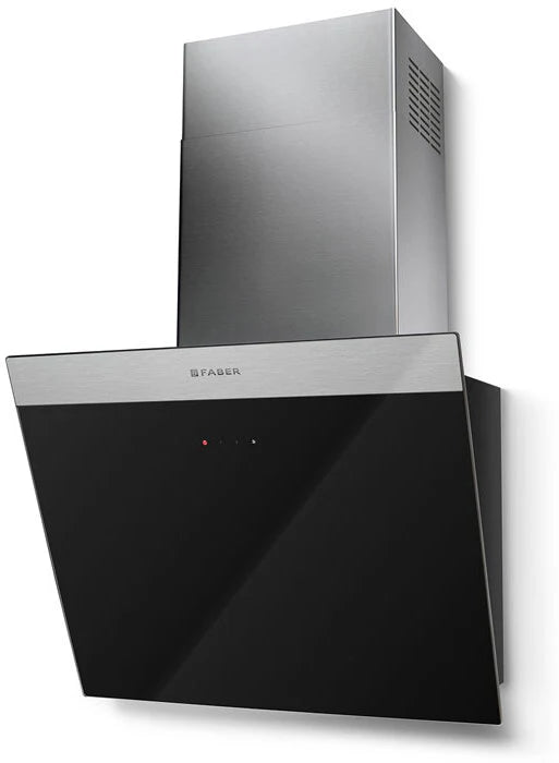 Faber DAISY-B-EG6-A55 - White Glass/Black Glass Angled Extractor Hood - 55cm - A Rated
