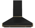 Rangemaster RPREHD100PGBL/AB1 100cm Prestige Cooker Hood - Gloss Black with Antique Brass Trim